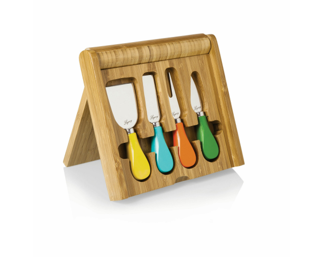 Carnaval Bamboo Cutting Board w/ 4 Cheese Tools
