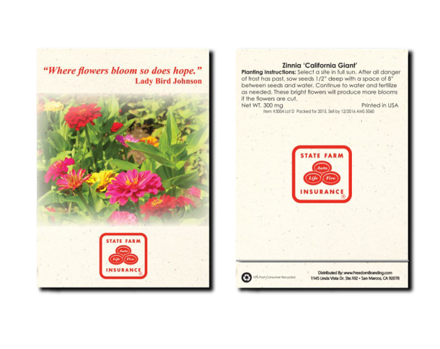 Zinnia California Giant - Flower Seed Packet