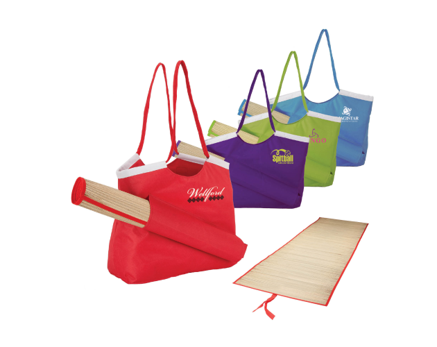 Beach Tote Bag w/ Roll Up Natural Fiber Mat