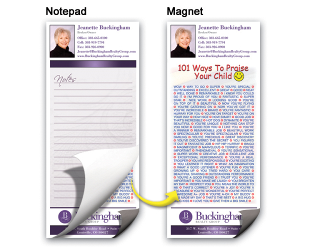3 1/2"x8" Full-Color Magnetic Notepads - 101 Ways to Praise Your Child