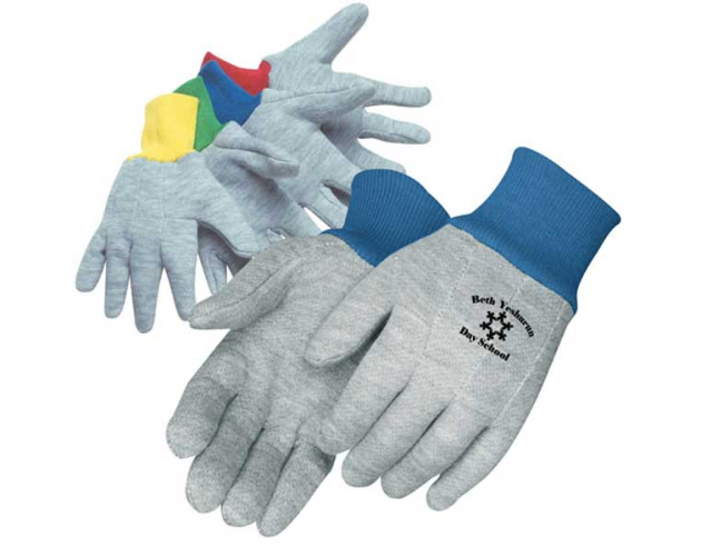 Kid's Gray Jersey Gloves w/ Assorted Color Wrist