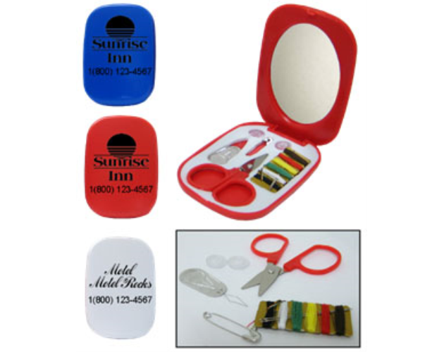 Plastic Mini Sewing Kit w/ Compact Mirror
