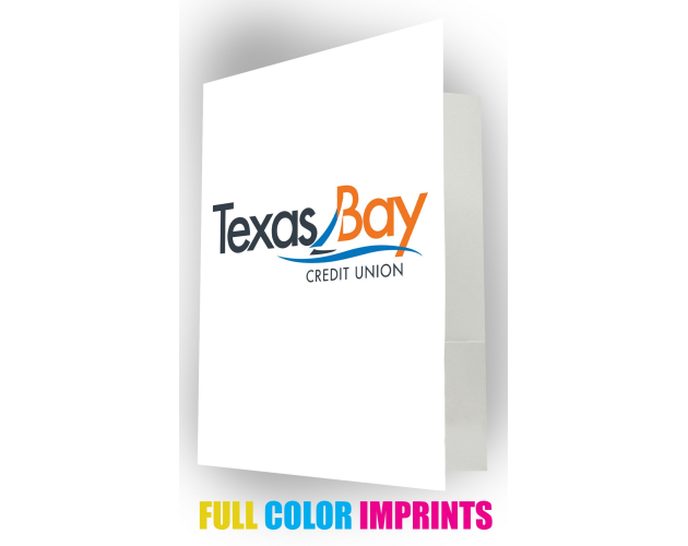 POCKET FOLDER w/ 3 Full Color Imprint Spaces, Glossy Finish & Business Card Slot