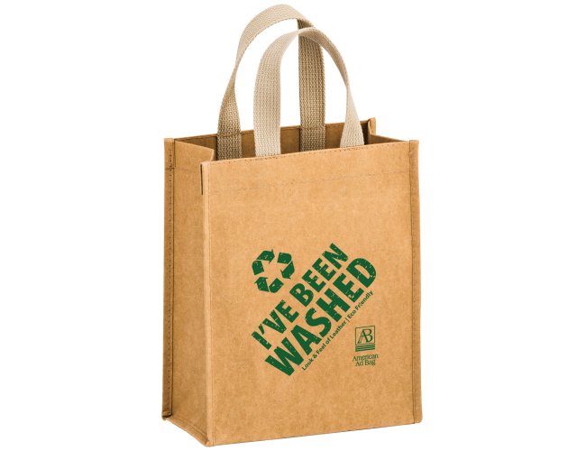 CYCLONE - Washable Kraft Paper Tote Bag w/Web Handle (8"x4"x10") - SP