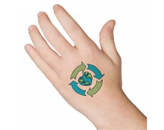 Recycle Earth Heart Temporary Tattoo