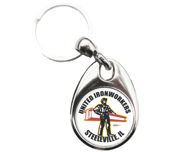Metal Key Tag, Oval Shape with Round Printed Image on 2 Sides