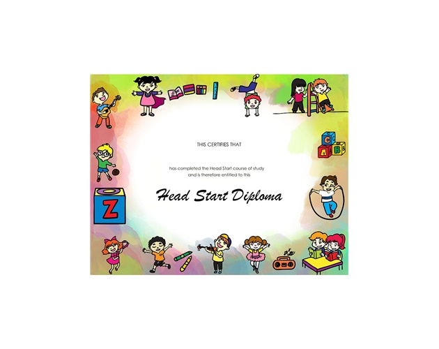 Color Printed Stock Child Diploma - Head Start Version