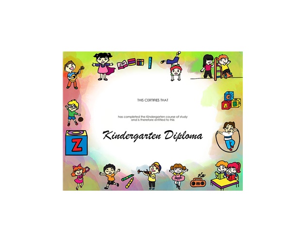 Color Printed Stock Child Diploma - Kindergarten Version