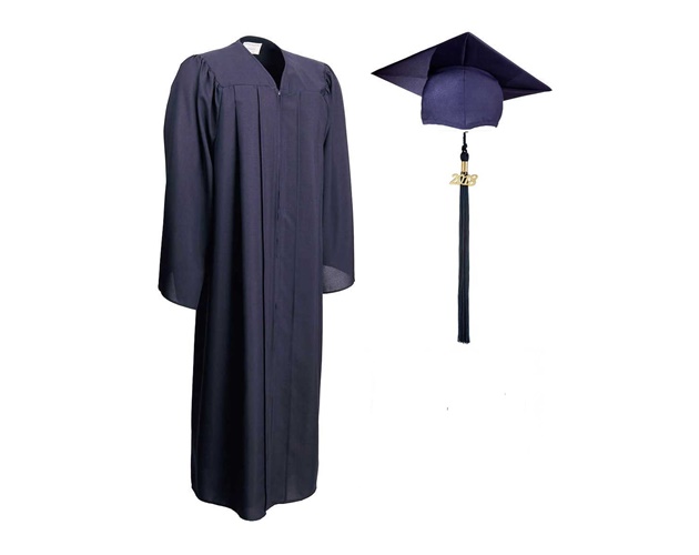 Matte Fabric - Graduation Cap, Gown, & 1-Color Tassel - Adult/Teen Sizes