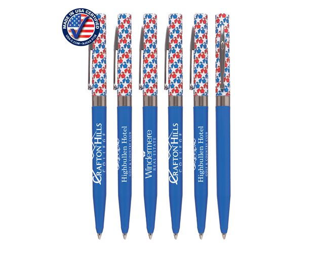 Certified USA Made, Patriotic Stars Designed Twister Deluxe Pen