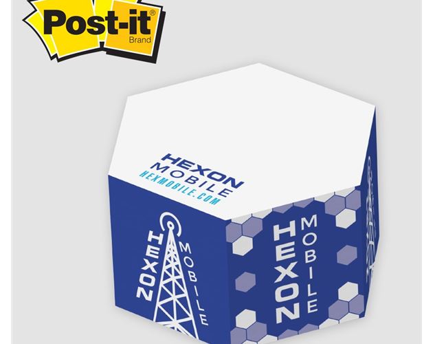 Post-it® Notes Custom Printed Half Hexagon Cube Note Pad (3 3/4"x3 3/4"x1 3/4")