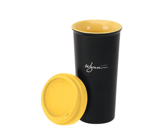 14 Oz Double Wall Ceramic Tumbler With Silicone Lid- Made In Usa