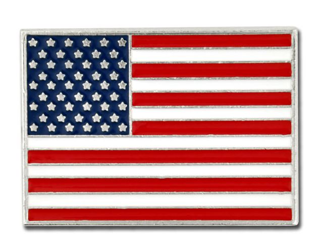 Rectangle American Flag Silver Pin - Made in the U.S.A.