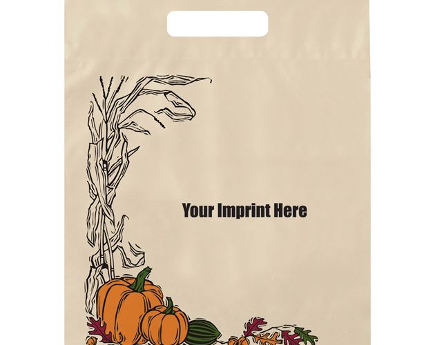 Halloween Stock Design Ivory Die Cut Bag • Autumn Harvest (12"x15"x3") - Flexo Ink