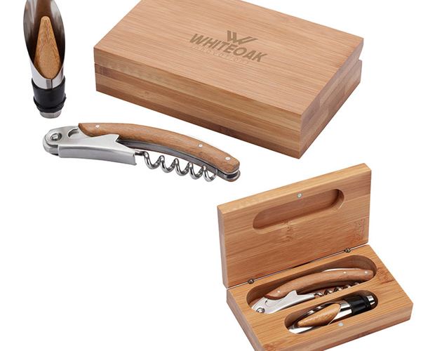 Bel Vino 2-Piece Bamboo Wine Set