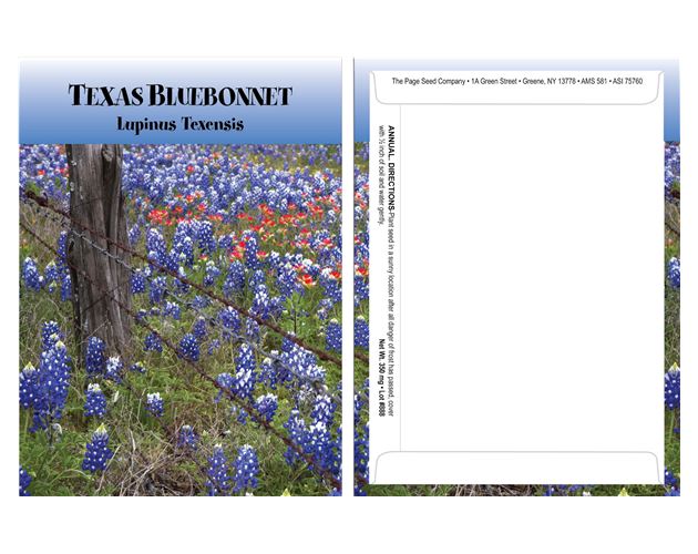 Standard Series Texas Bluebonnet Seed Packet - Digital Print /Packet Back Imprint