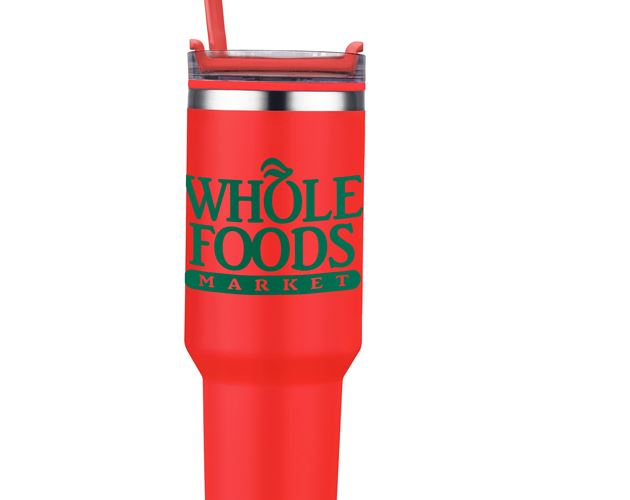 40 oz PP Lined Double Wall Tumbler With Handle & Straw