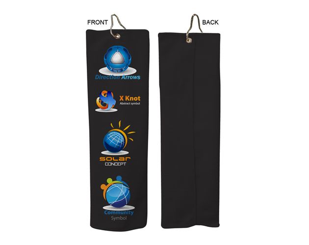 Colored Microfiber Dri-Lite Terry Golf Towel, Finished size 5x18, Trifold Grommet & Hook, Sublimated