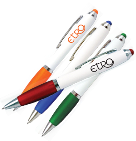 White PDA Stylus Pen W/Matching Colored Grips & Nibs