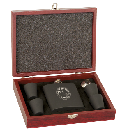 Flask Gift Set in Rosewood Case
