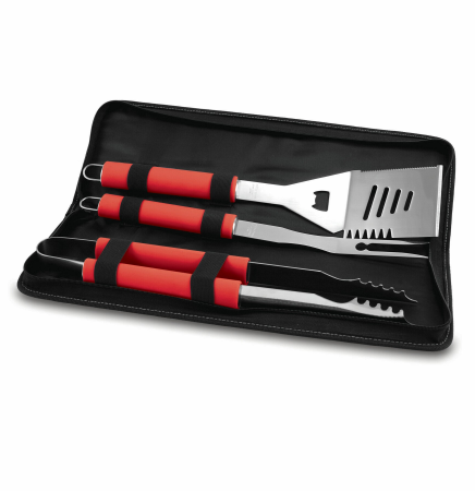 Metro 3 Piece Barbecue Tool Set w/ Silicone Handles & Carry Bag