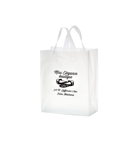 Clear Frosted Soft Loop Shopper Bag with Insert (10"x5"x13") - Flexo Ink