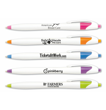 Stratus White/ Brights Contoured Ballpoint Pen