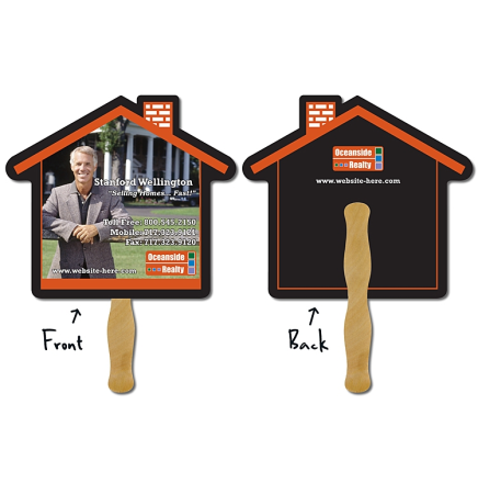 House Shaped Real Estate Hand Fan (9.625"x8.5")