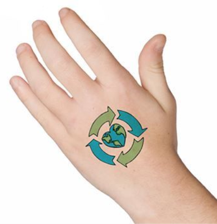 Recycle Earth Heart Temporary Tattoo