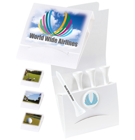 4-1 Golf Tee Packet with Ball Marker & 2 1/8" Tees