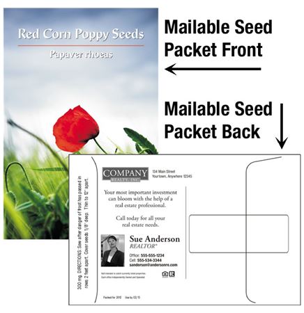 Red Corn Poppy Seed Mix / Mailable Seed Packet - Custom Printed Back