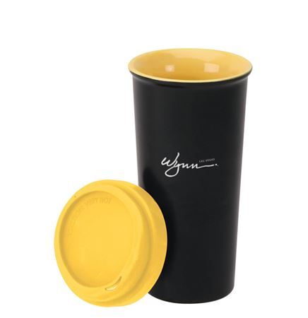 14 Oz Double Wall Ceramic Tumbler With Silicone Lid- Made In Usa