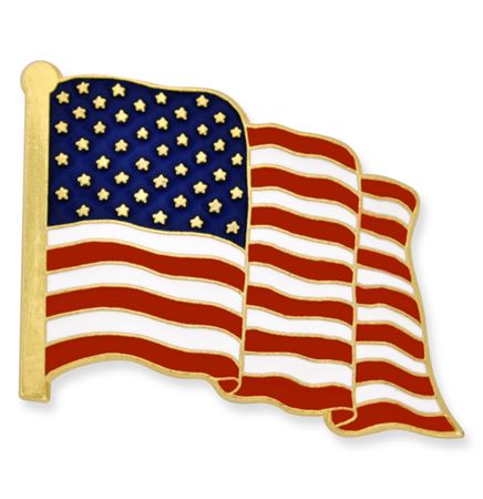 Waving American Flag Gold Pin - Made in the U.S.A.
