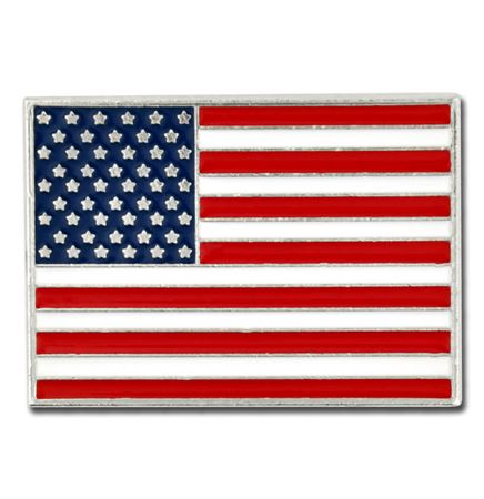 Rectangle American Flag Silver Pin - Made in the U.S.A.