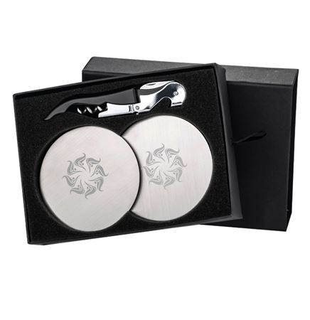 The Haydin Waiter's Corkscrew and Stainless Steel Coaster Gift Set