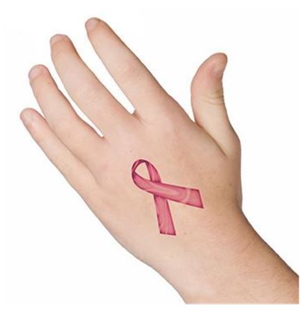 Swirl Pink Awareness Ribbon Temporary Tattoo