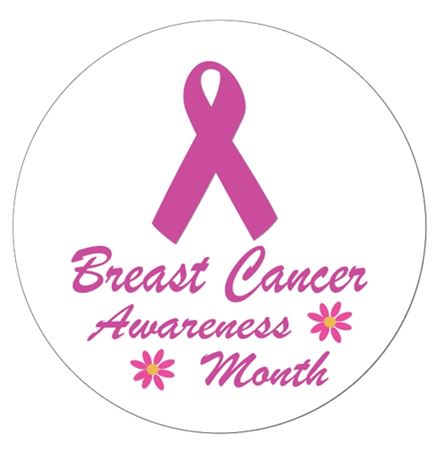 2¼" Stock Celluloid "Breast Cancer Awareness Month" Button