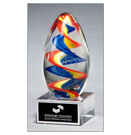 Egg Shaped Art Glass Award 6"h